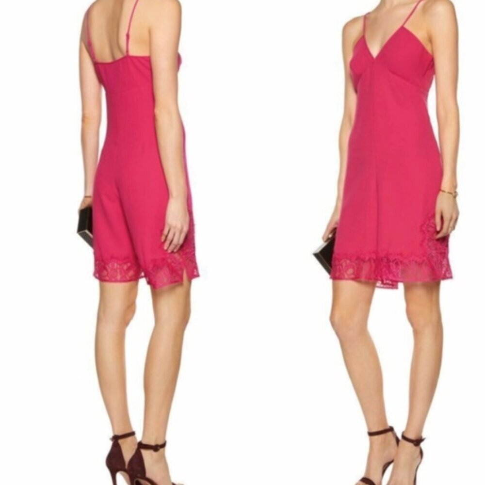 MAJE Isadora Corded Lace Trimmed Crepe Combi Playsuit Romper Fushia Pink NWT SZ2